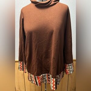 Chic Brown Hooded Women's Blouse